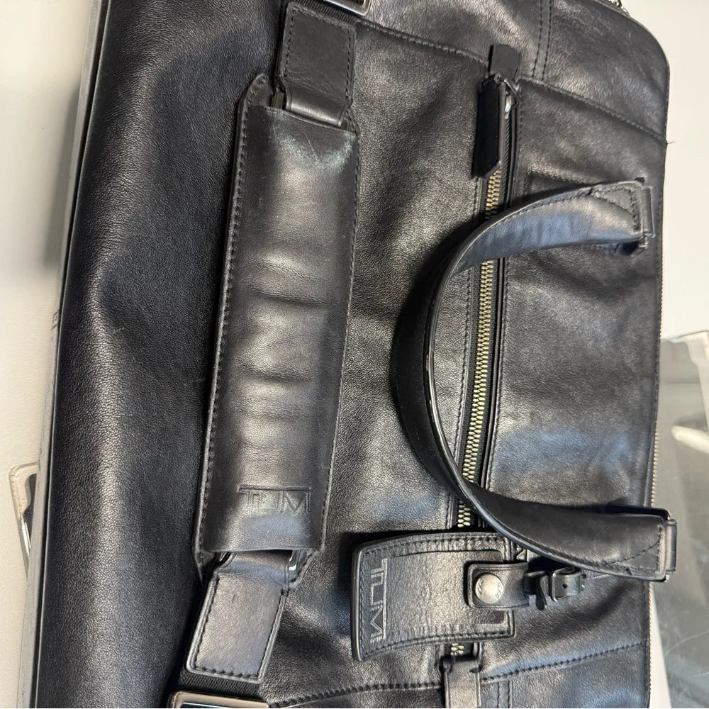TUMI Black Leather Briefcase